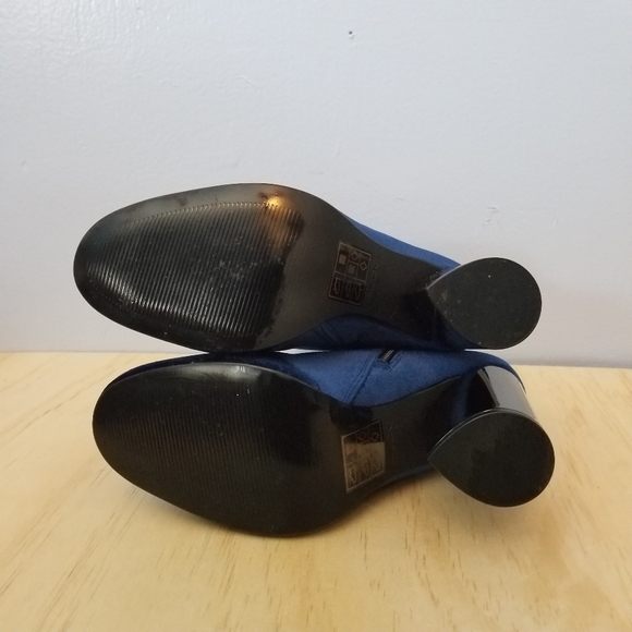 ALDO Cassydie Velvet Metallic Heel Navy Booties 8 - Picture 6 of 6